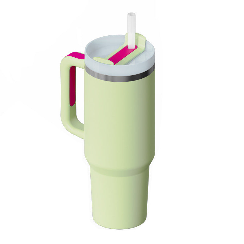 40oz Insulated Tumbler with Handle & Straw – Spill Proof