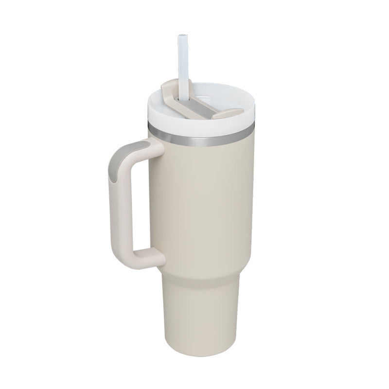 40oz Insulated Tumbler with Handle & Straw – Spill Proof