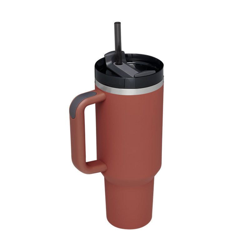 40oz Insulated Tumbler with Handle & Straw – Spill Proof