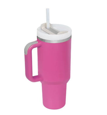 40oz Insulated Tumbler with Handle & Straw – Spill Proof