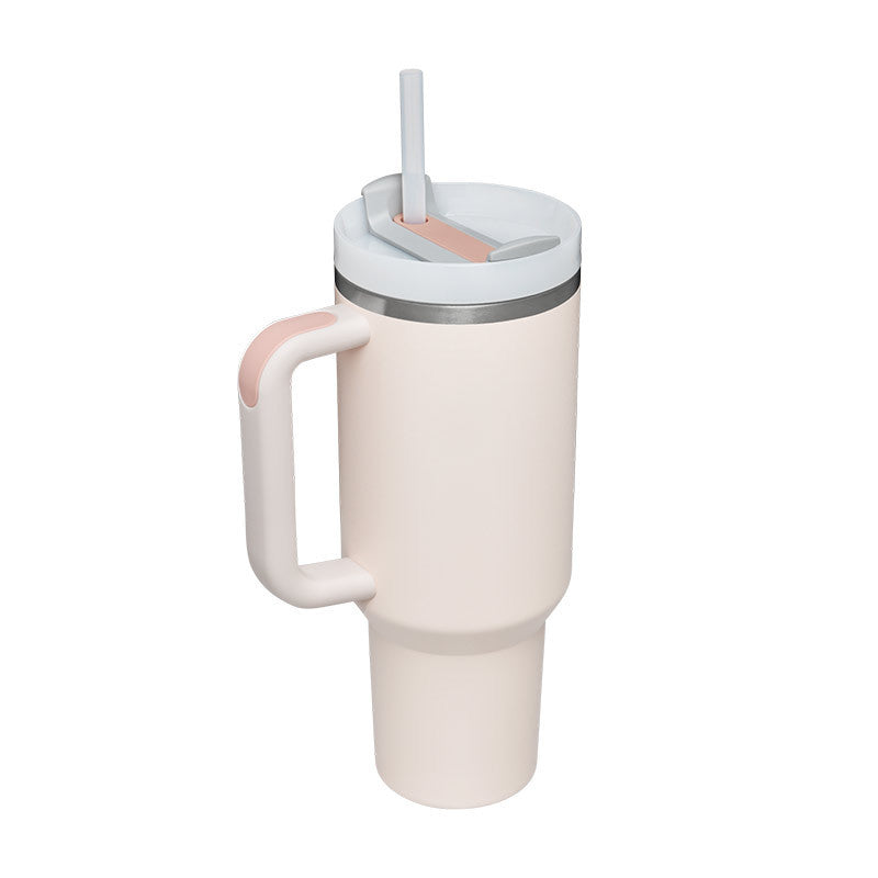 40oz Insulated Tumbler with Handle & Straw – Spill Proof