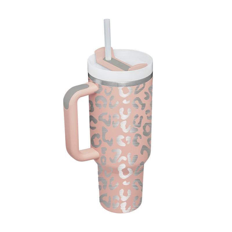 40oz Insulated Tumbler with Handle & Straw – Spill Proof