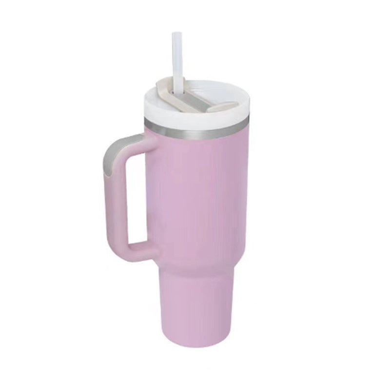 40oz Insulated Tumbler with Handle & Straw – Spill Proof