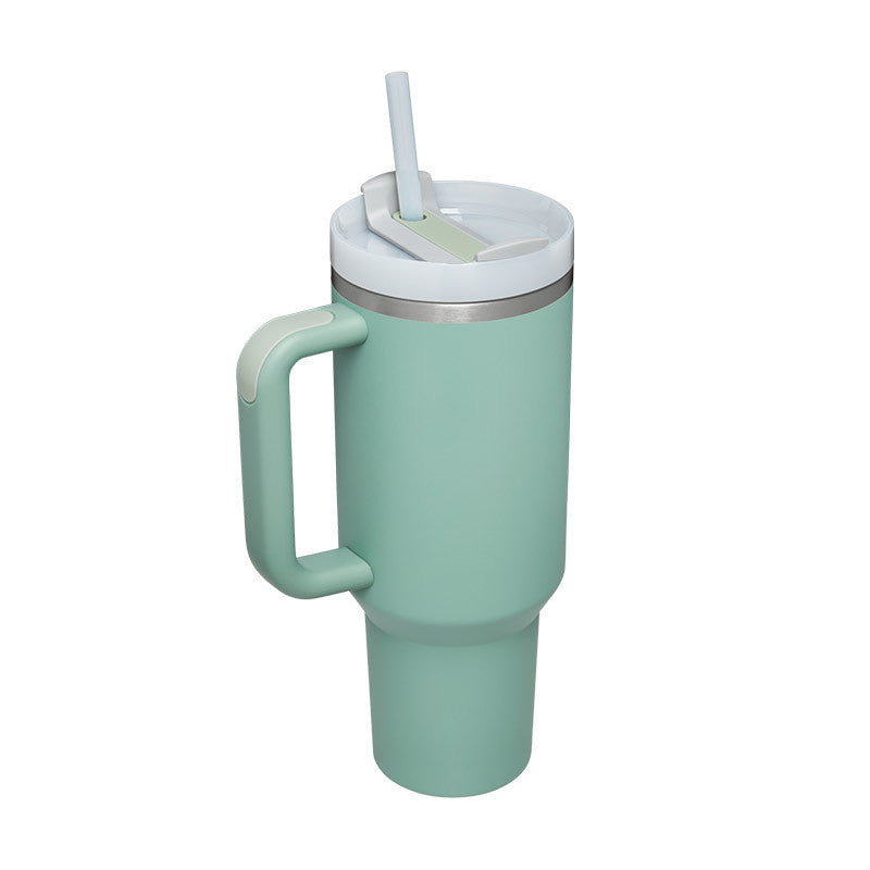 40oz Insulated Tumbler with Handle & Straw – Spill Proof
