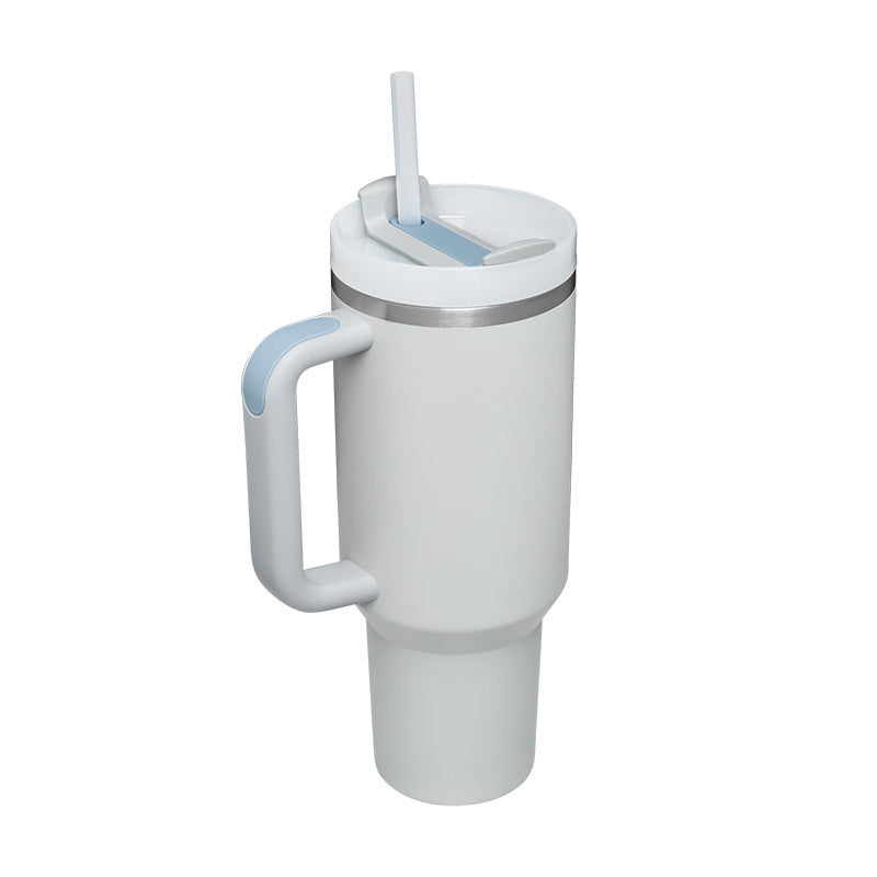40oz Insulated Tumbler with Handle & Straw – Spill Proof