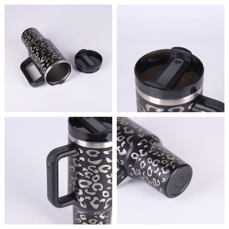 40oz Insulated Tumbler with Handle & Straw – Spill Proof