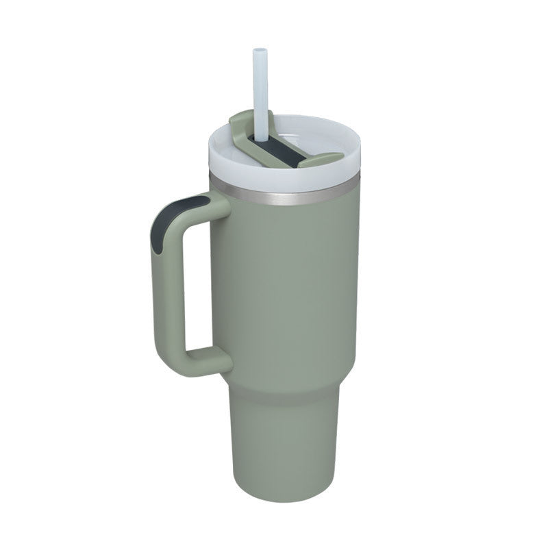40oz Insulated Tumbler with Handle & Straw – Spill Proof