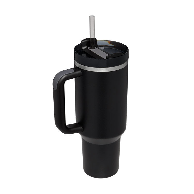 40oz Insulated Tumbler with Handle & Straw – Spill Proof
