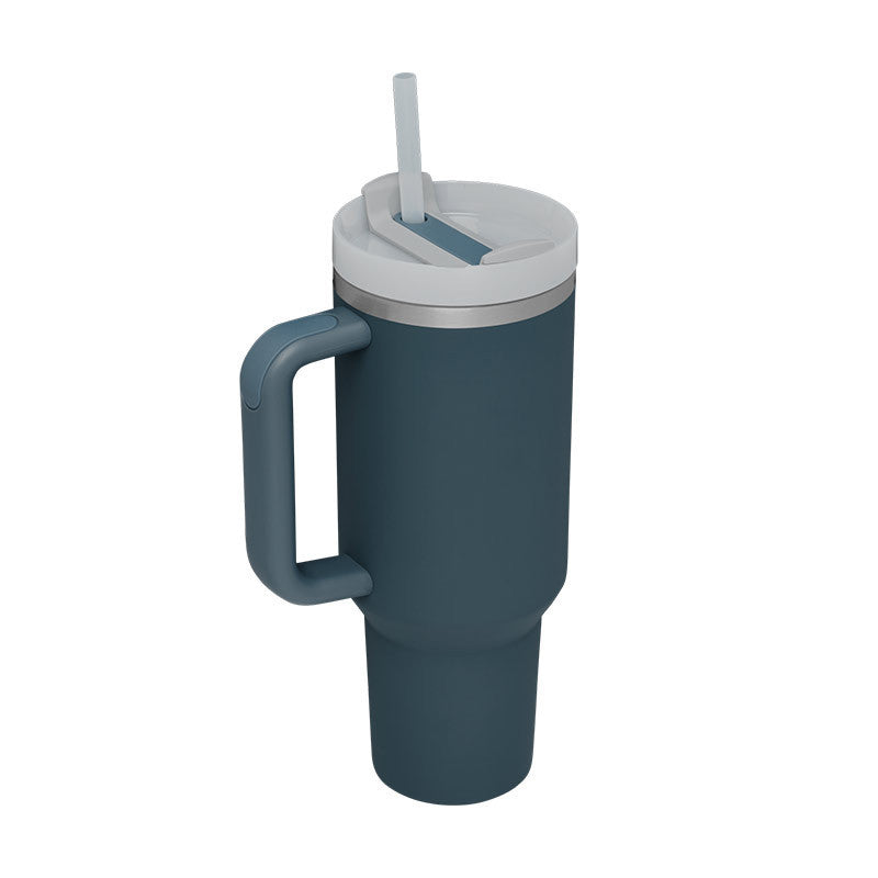 40oz Insulated Tumbler with Handle & Straw – Spill Proof