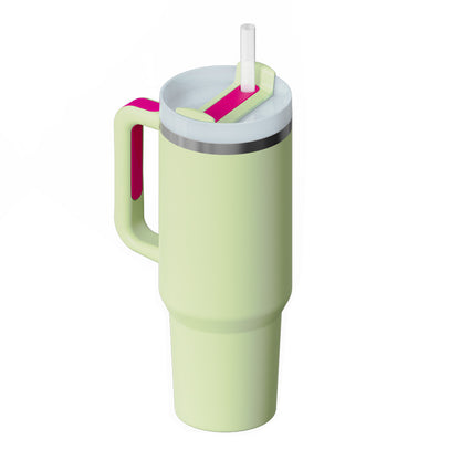 40oz Insulated Tumbler with Handle & Straw – Spill Proof