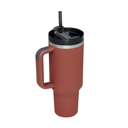 40oz Insulated Tumbler with Handle & Straw – Spill Proof
