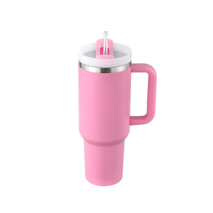 40oz Insulated Tumbler with Handle & Straw – Spill Proof