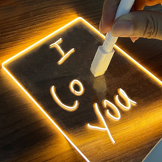 LED Message Board Night Light with Pen – Creative USB Desk Lamp Gift 
Creative Note Board Creative Led Night Light USB Message Board
Light With Pen Gift For Children Girlfriend 
Decoration Night Lamp