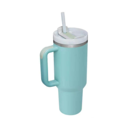 40oz Insulated Tumbler with Handle & Straw – Spill Proof
