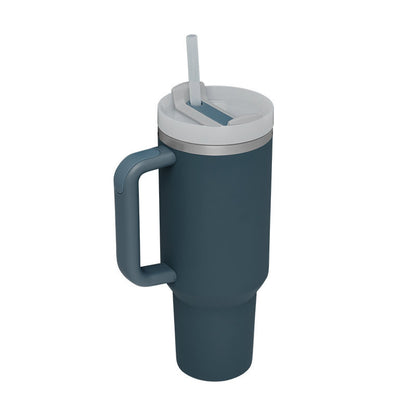 40oz Insulated Tumbler with Handle & Straw – Spill Proof